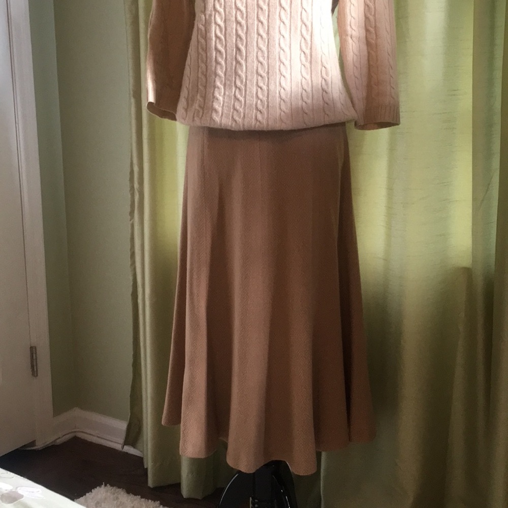 Lauren mostly wool camel midi skirt